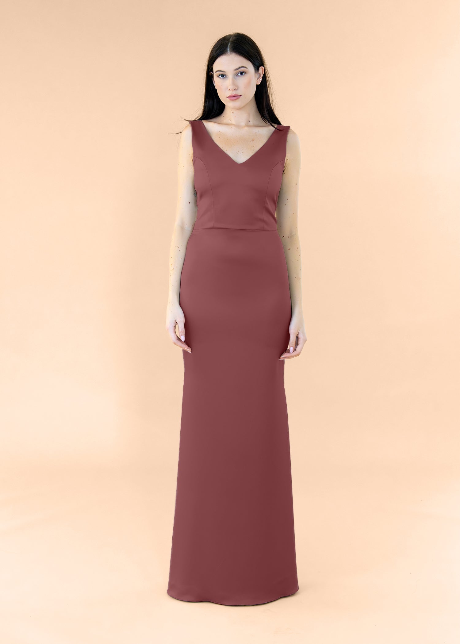Vneck-Bell-Satin-Burgundy