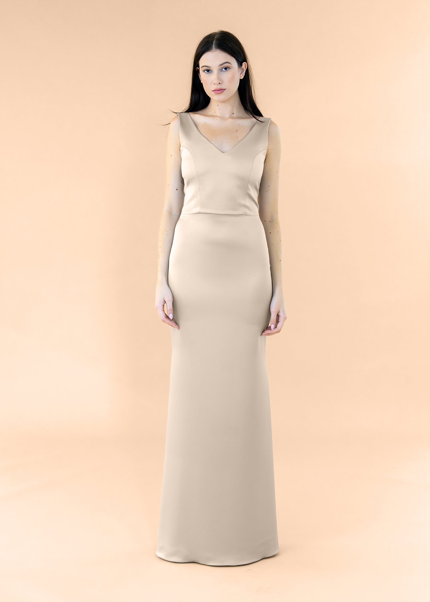 Vneck-Bell-Satin-Champaign