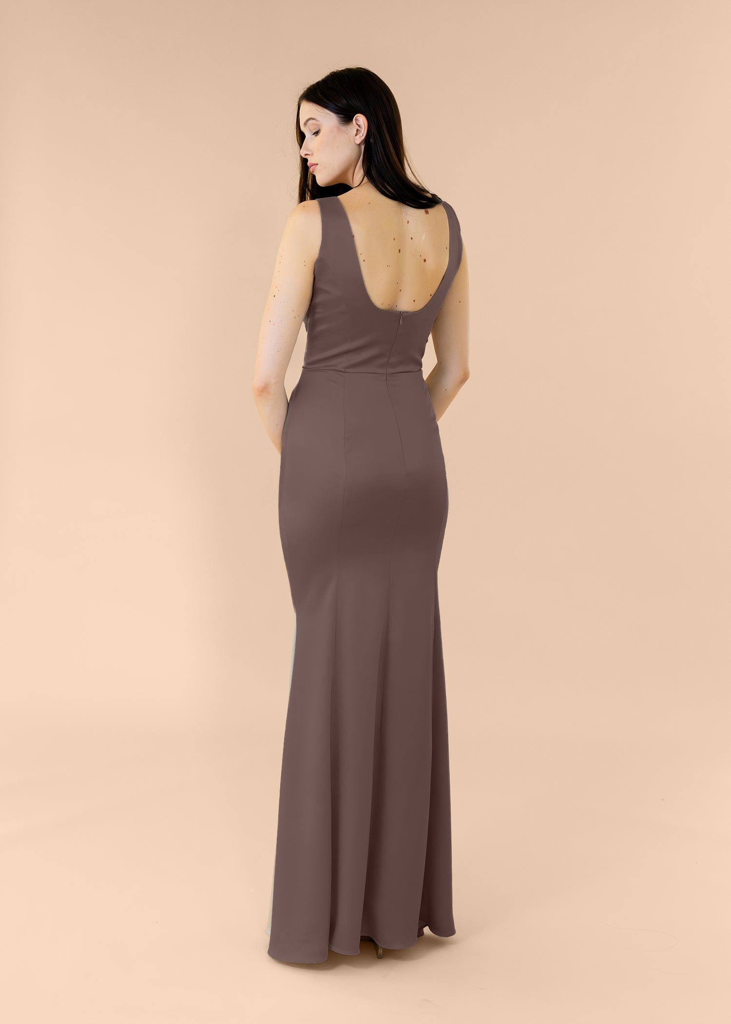 Vneck-Bell-Satin-Chocolate