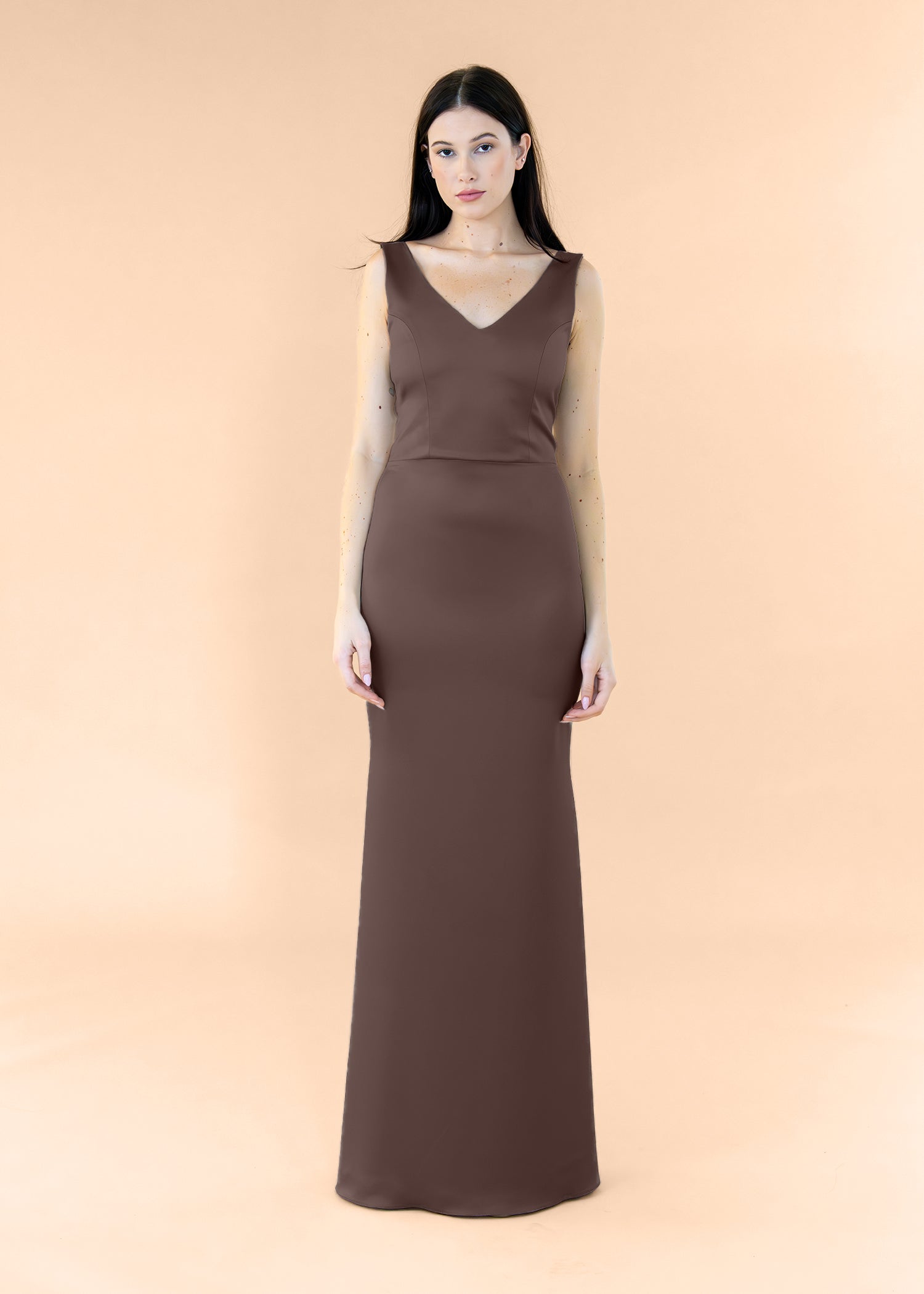    Vneck-Bell-Satin-Chocolate