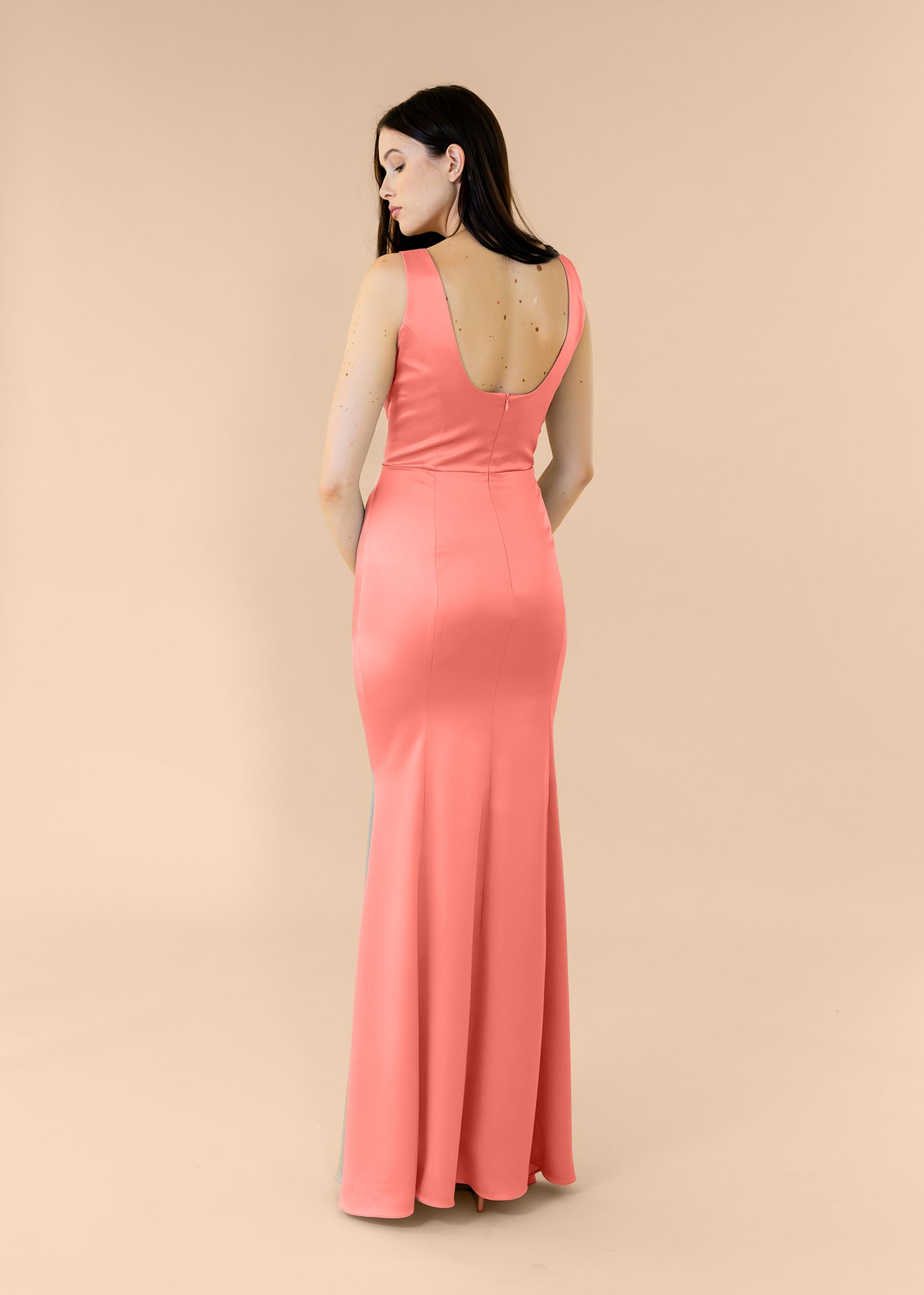 Vneck-Bell-Satin-Coral