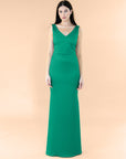 Vneck-Bell-Satin-Emerald