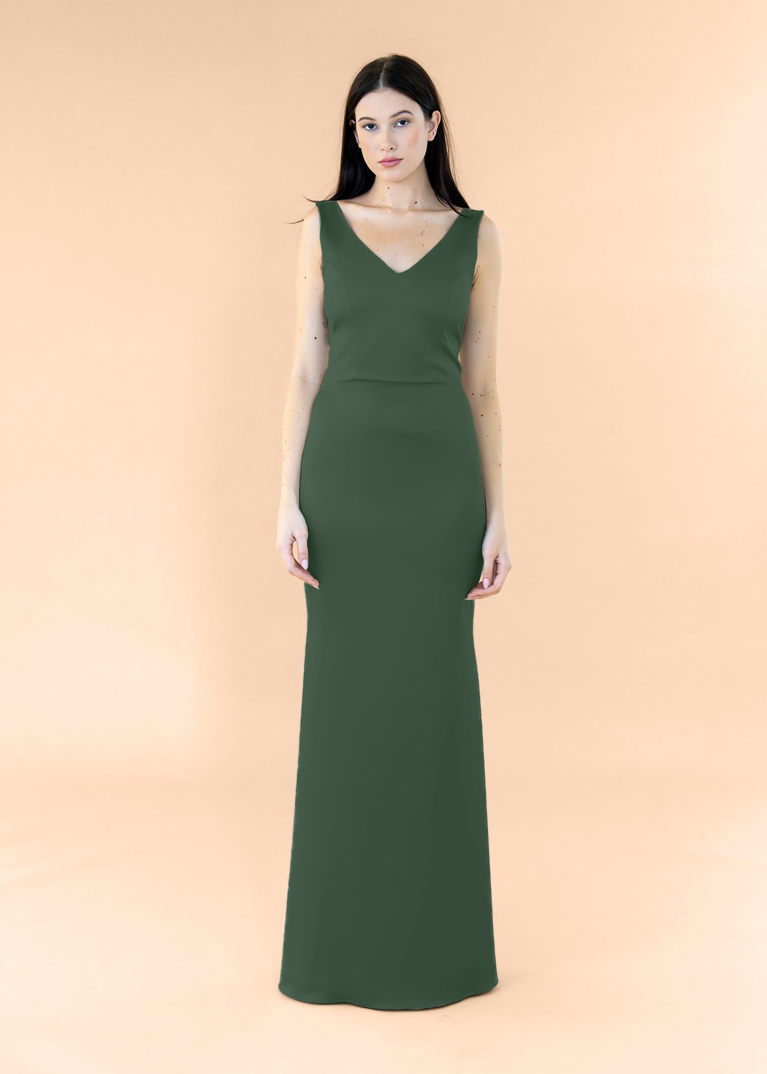 Vneck-Bell-Satin-ForestGreen