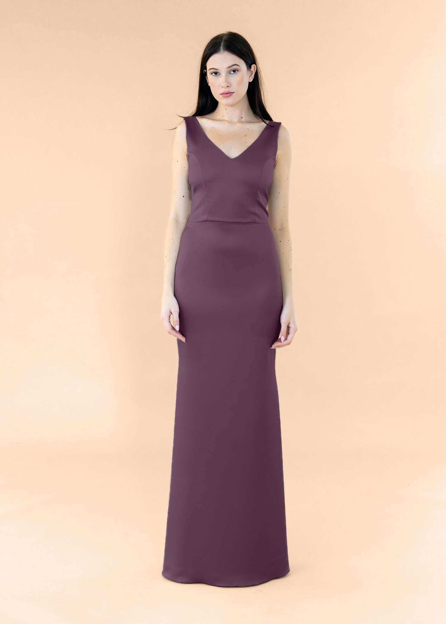 Vneck-Bell-Satin-Mahogany