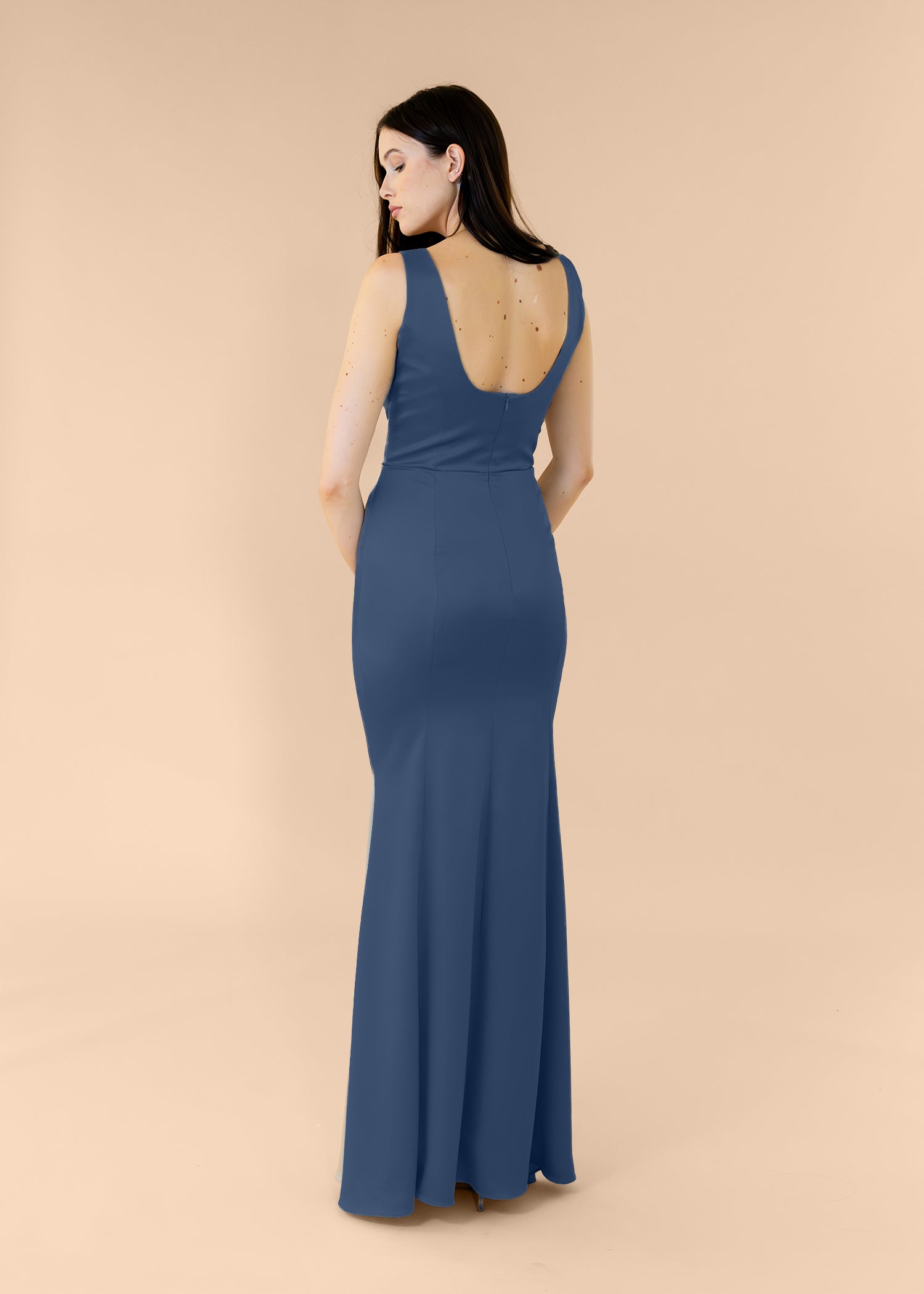 Vneck-Bell-Satin-Navy