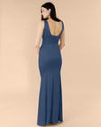 Vneck-Bell-Satin-Navy