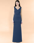 Vneck-Bell-Satin-Navy
