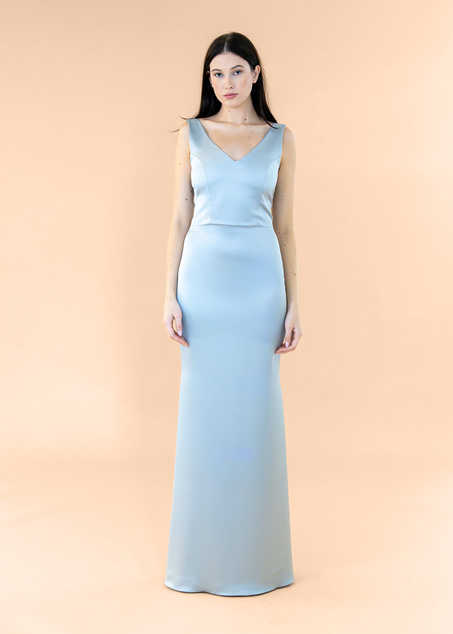 Vneck-Bell-Satin-Silver
