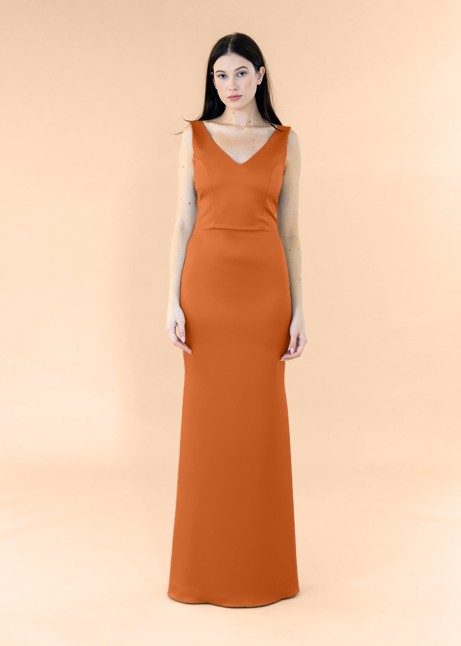 Vneck-Bell-Satin-Terracotta