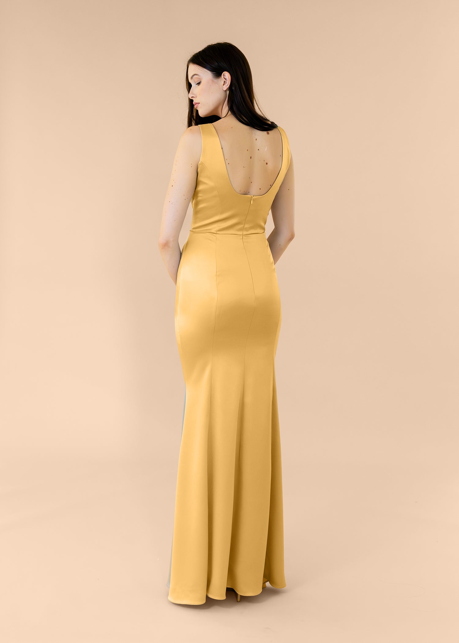 Vneck-Bell-Satin-Yellow